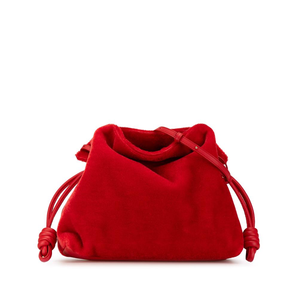 Loewe B LOEWE Red N/a Natural Material Mohair Flamenco Knot Crossbody Spain