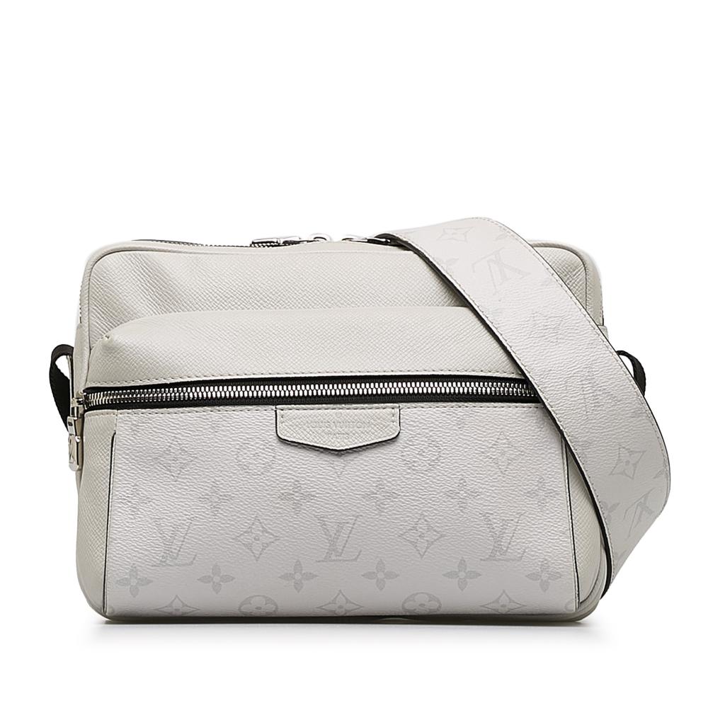 Louis Vuitton AB Louis Vuitton White Taiga Leather Leather Monogram Taigarama Outdoor Messenger Italy