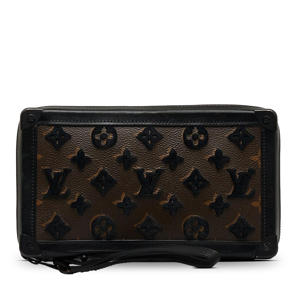 Louis Vuitton B Louis Vuitton Brown Dark Brown Monogram Canvas Canvas Monogram Tuffetage Soft Trunk Clutch France