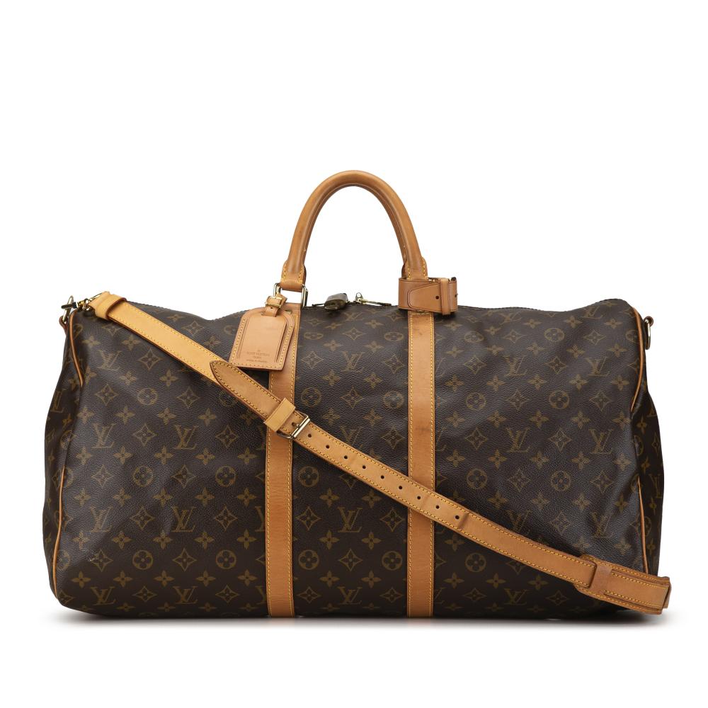 Louis Vuitton B Louis Vuitton Brown Monogram Canvas Canvas Monogram Keepall Bandouliere 55 France