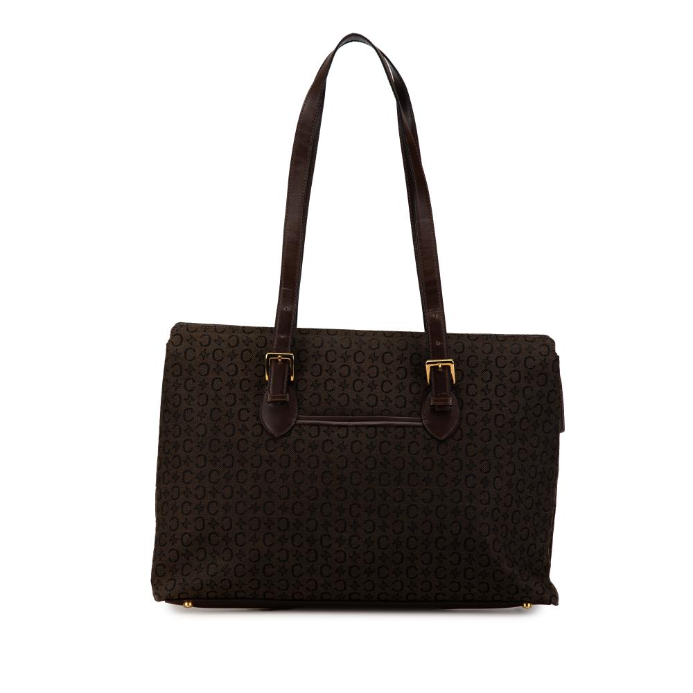 Celine B Celine Brown Dark Brown Canvas Fabric C Macadam Tote Italy