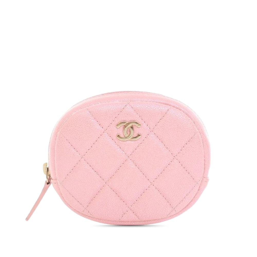 Chanel B Chanel Pink Caviar Leather Leather Quilted Caviar Zip Around Coin Pouch Spain