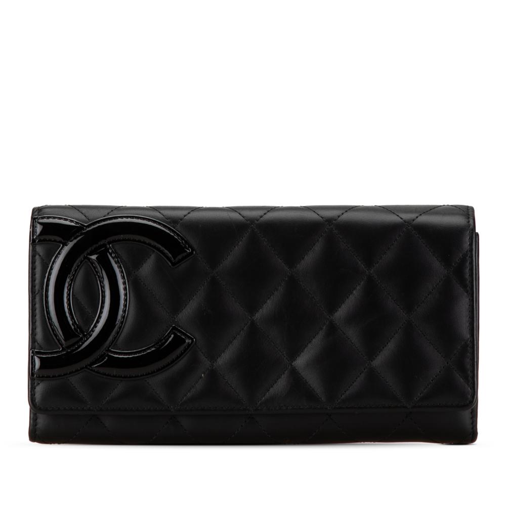 Chanel B Chanel Black Lambskin Leather Leather Lambskin Cambon Ligne Long Wallet Spain