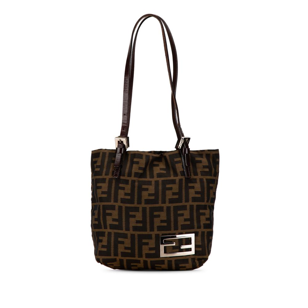 Fendi B Fendi Brown Canvas Fabric Zucca Tote Italy