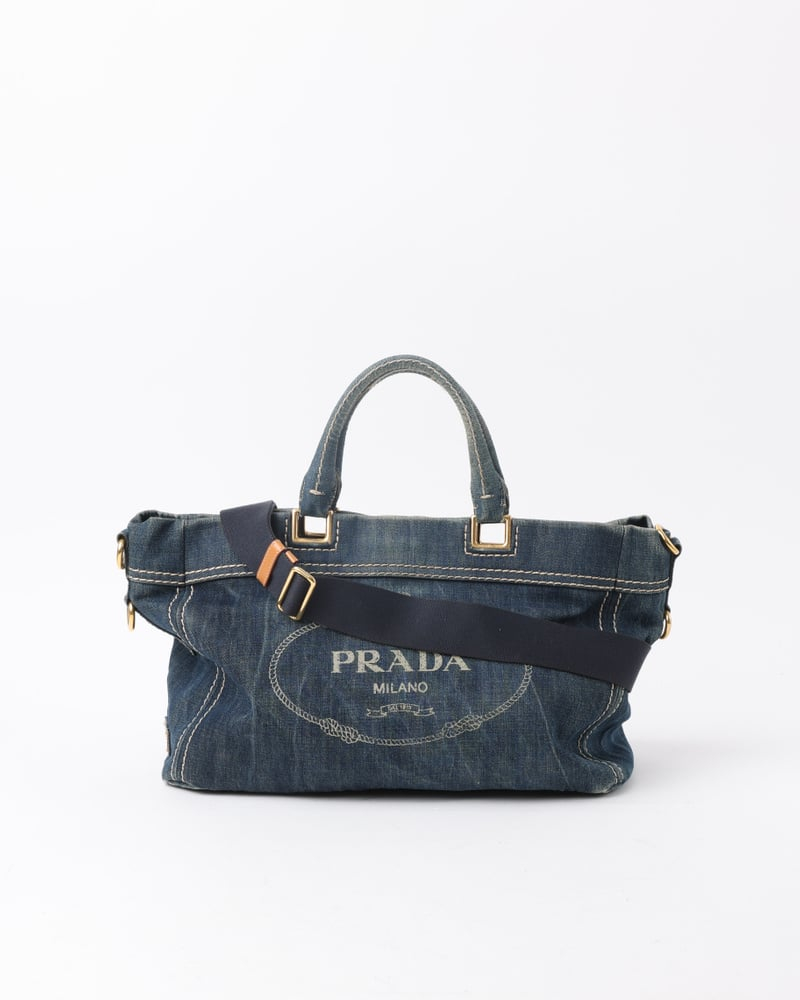 Prada Denim Logo Tote