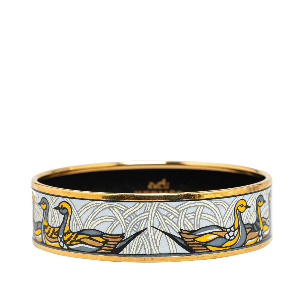 Hermès B Hermès Blue Light Blue Enamel Other Wide Duck Bangle GM Austria