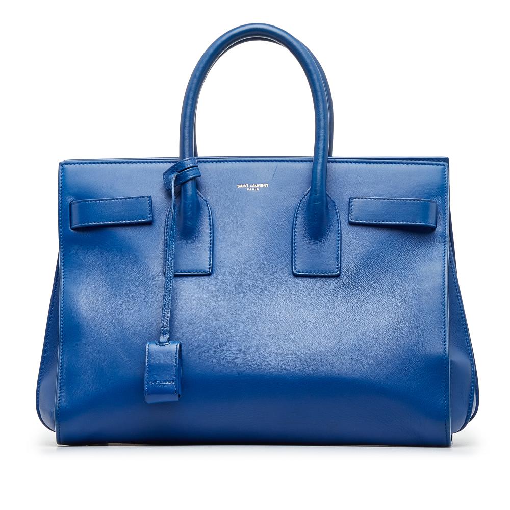 Saint Laurent B Saint Laurent Blue Calf Leather Small Sac De Jour Italy