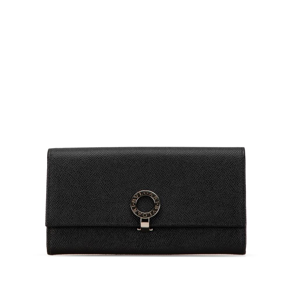 Bvlgari B Bvlgari Black Calf Leather Continental Long Wallet Italy