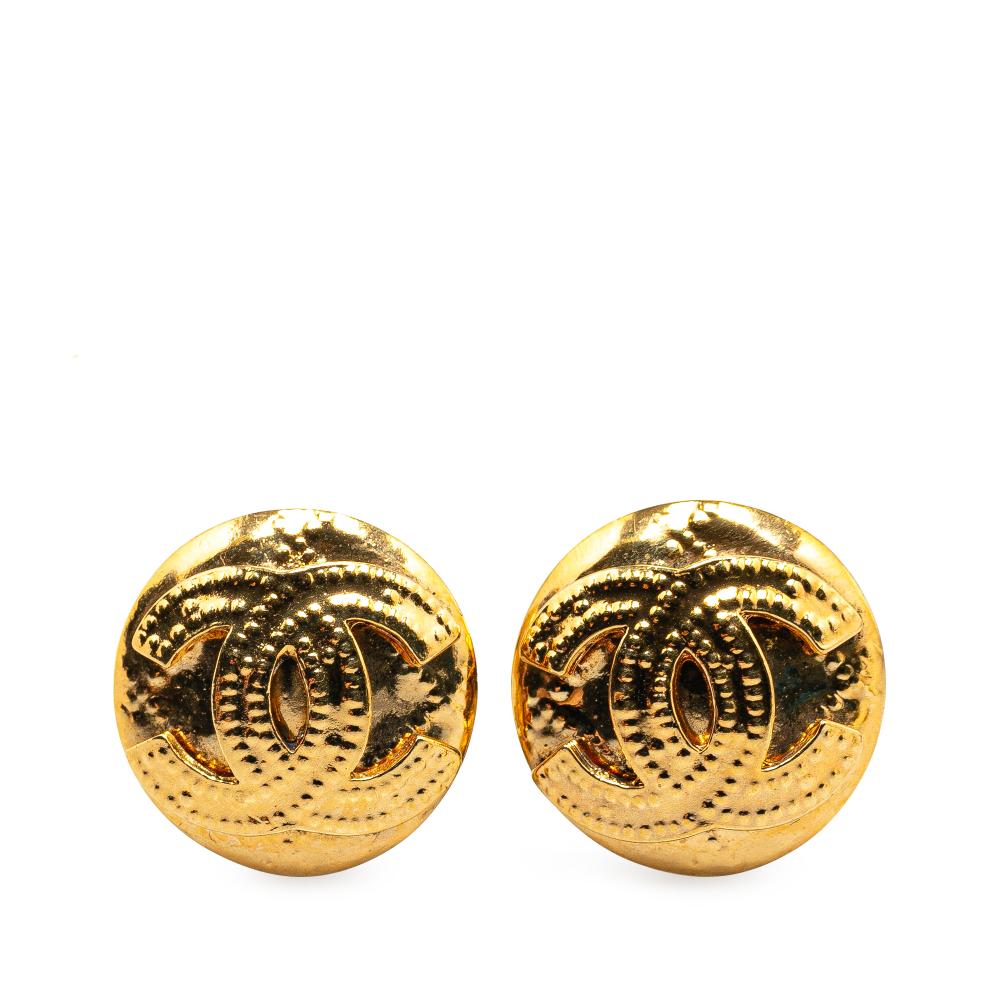 Chanel B Chanel Gold Gold Plated Metal Clip On Earrings France