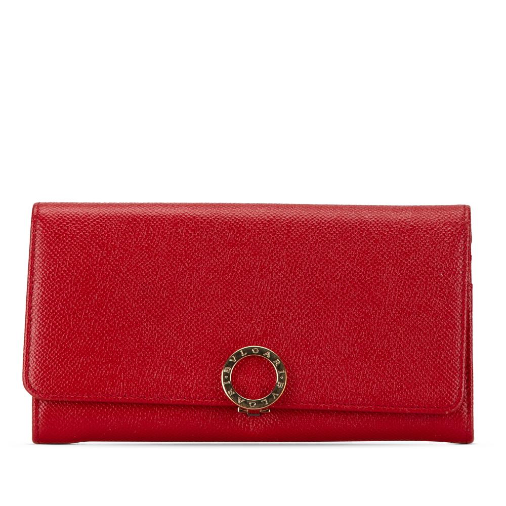 Bvlgari B Bvlgari Red Calf Leather Bvlgari Bvlgari Continental Long Wallet Italy