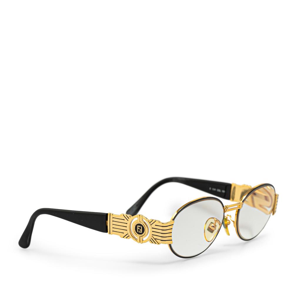 Fendi B Fendi Gold Resin Plastic Oval Eyeglasses Italy