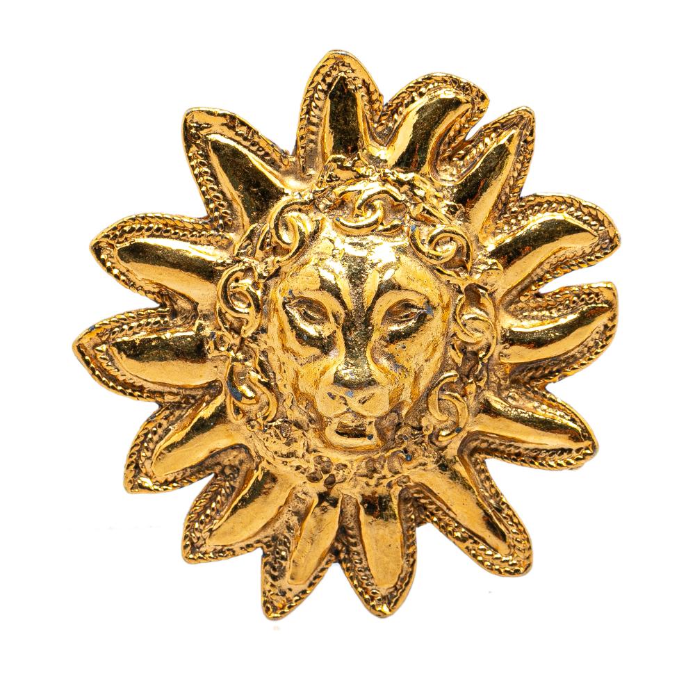 Chanel B Chanel Gold Gold Plated Metal Lion Pin Brooch France