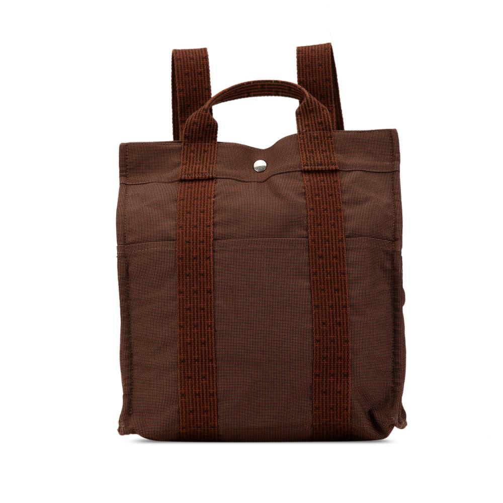 Hermès B Hermès Brown Canvas Fabric Herline Backpack France