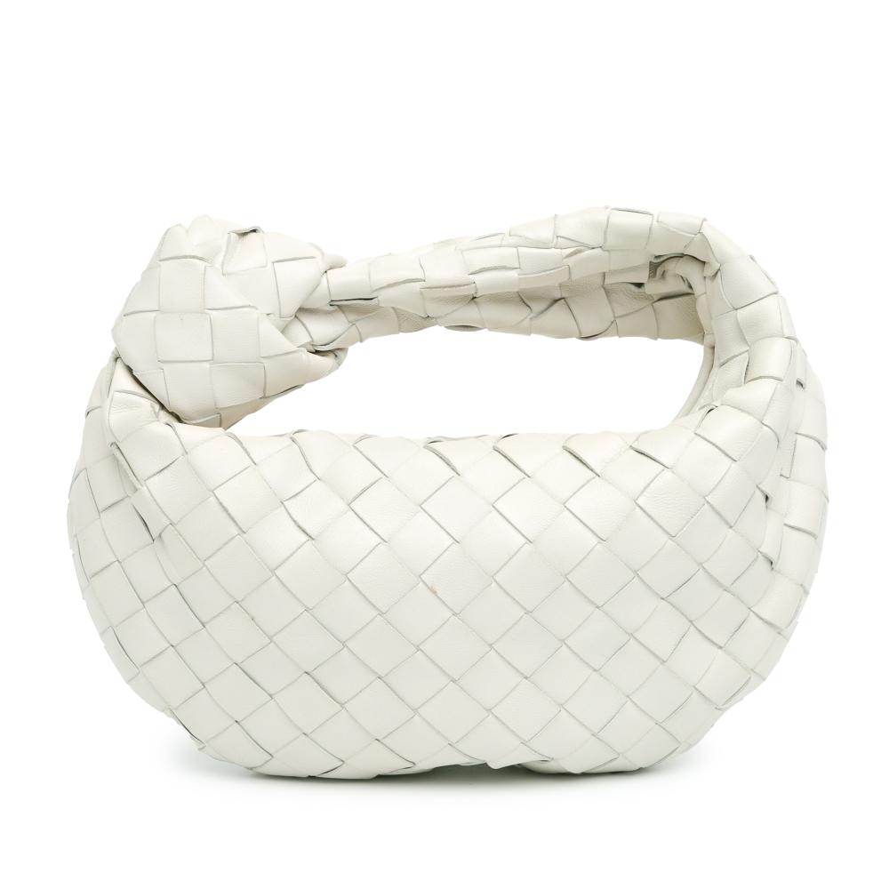 Bottega Veneta AB Bottega Veneta White Lambskin Leather Leather Mini Intrecciato Jodie Italy