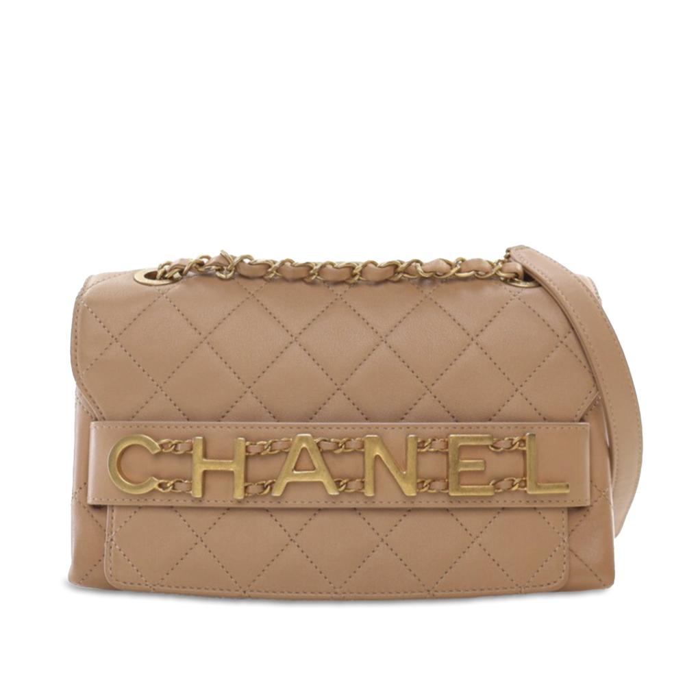 Chanel AB Chanel Brown Nude Calf Leather Medium skin Enchained Flap France