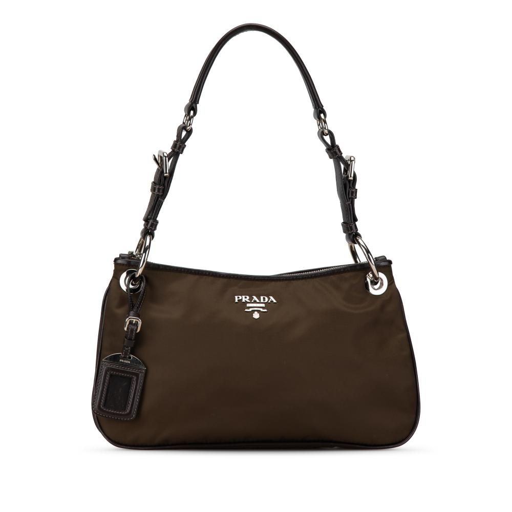 Prada B Prada Brown Dark Brown Nylon Fabric Tessuto Shoulder Bag Italy