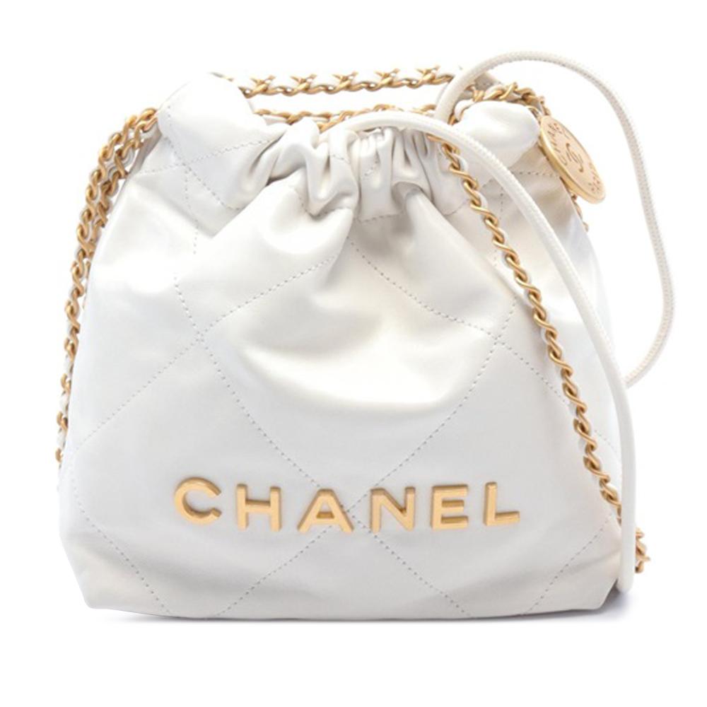 Chanel A Chanel White Calf Leather Mini Shiny skin 22 Handbag Italy