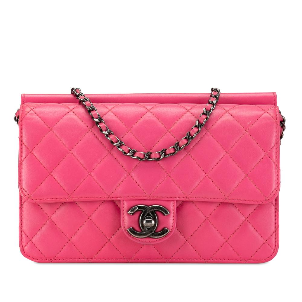 Chanel AB Chanel Pink Lambskin Leather Leather Medium Lambskin Crossing Times Flap Italy