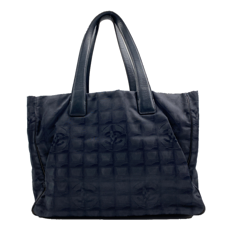 Chanel Schwarzes Polyester Neue Reise Linie Tote Chanel Tasche