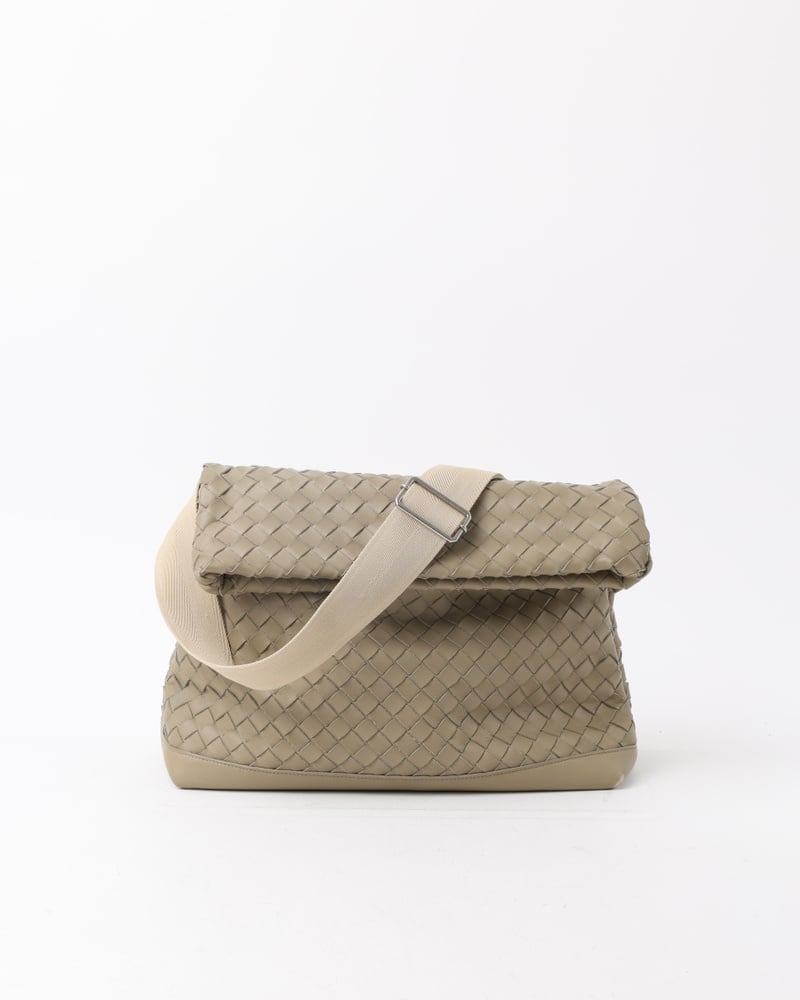 Bottega Veneta Classic Fold Over Intrecciato Messenger Bag