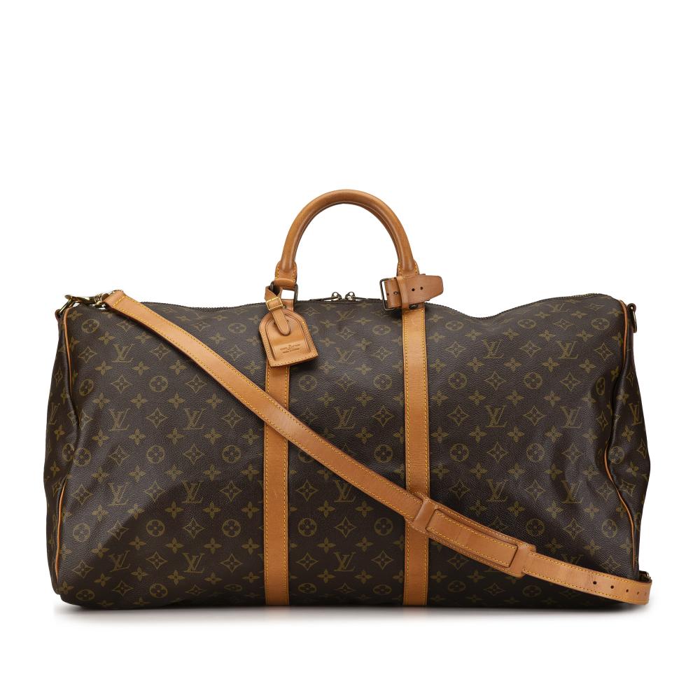 Louis Vuitton B Louis Vuitton Brown Monogram Canvas Canvas Monogram Keepall Bandouliere 60 France