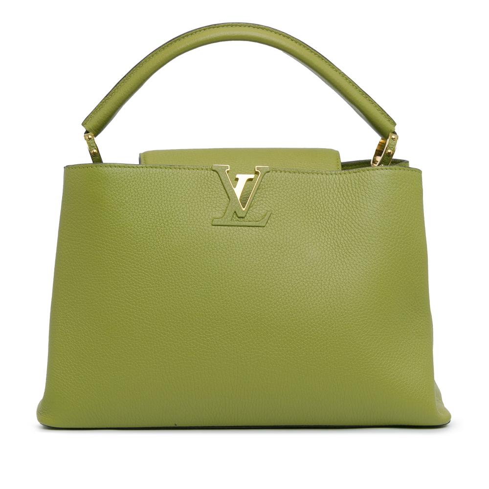 Louis Vuitton B Louis Vuitton Green Lime Calf Leather Taurillon Capucines MM France