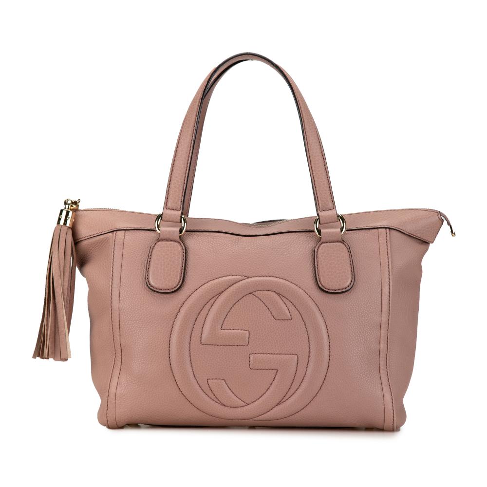 Gucci B Gucci Pink Calf Leather Soho Working Tote Italy