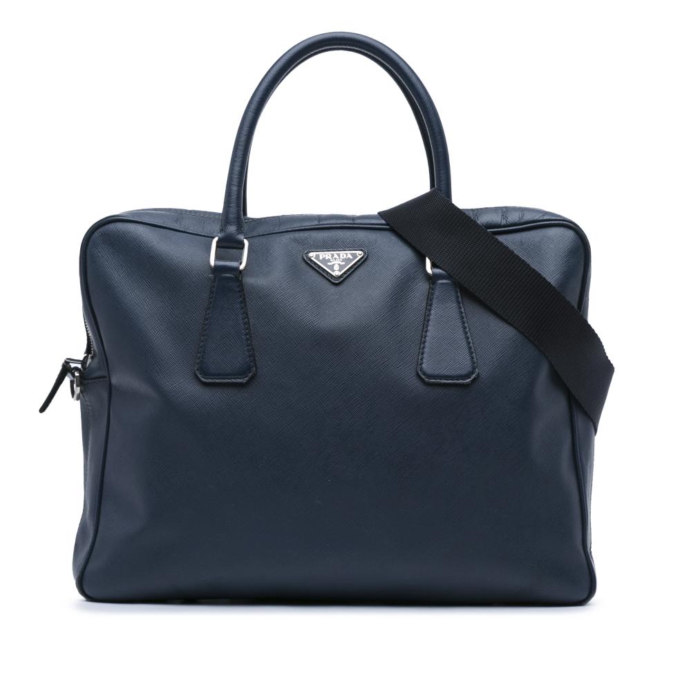 Prada B Prada Blue Saffiano Leather Business Bag Italy