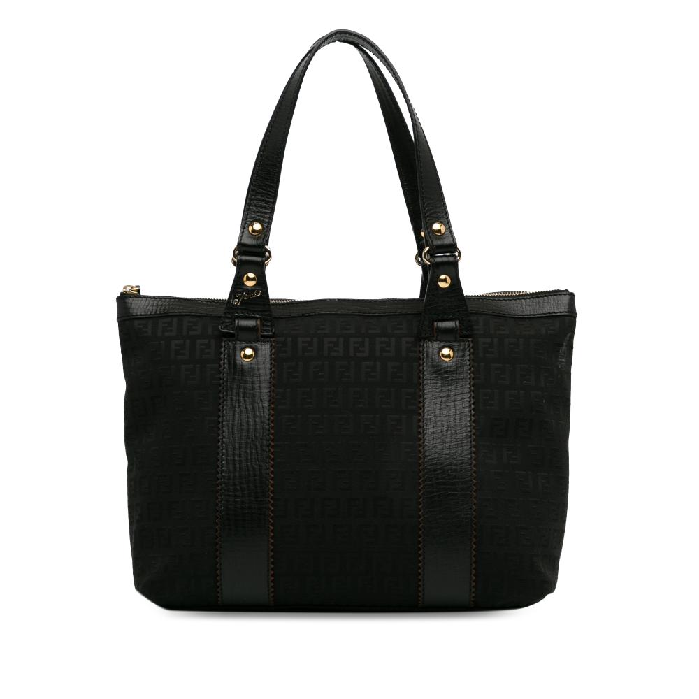 Fendi B Fendi Black Canvas Fabric Zucchino Tote Italy