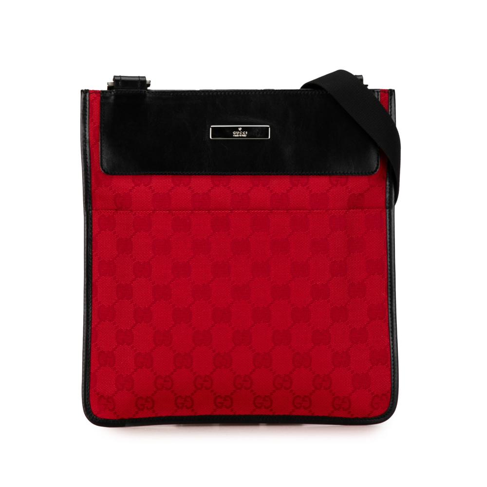 Gucci B Gucci Red Canvas Fabric GG Crossbody Italy