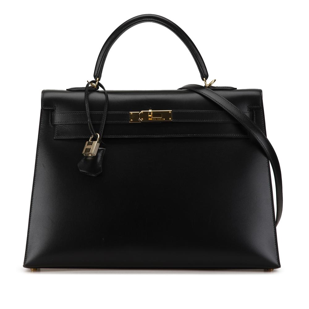 Hermès AB Hermès Black Calf Leather Box Kelly II Sellier 35 France