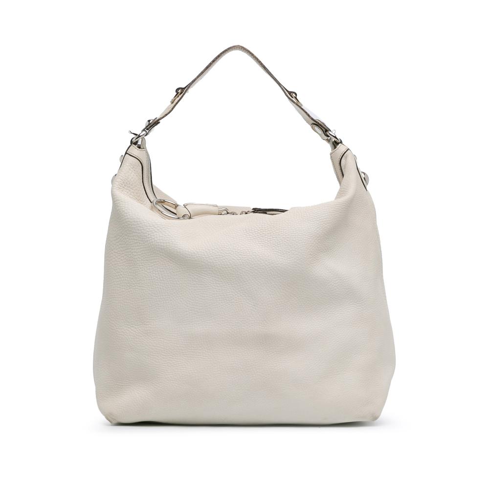 Gucci B Gucci White Calf Leather Icon Bit Shoulder Bag Italy