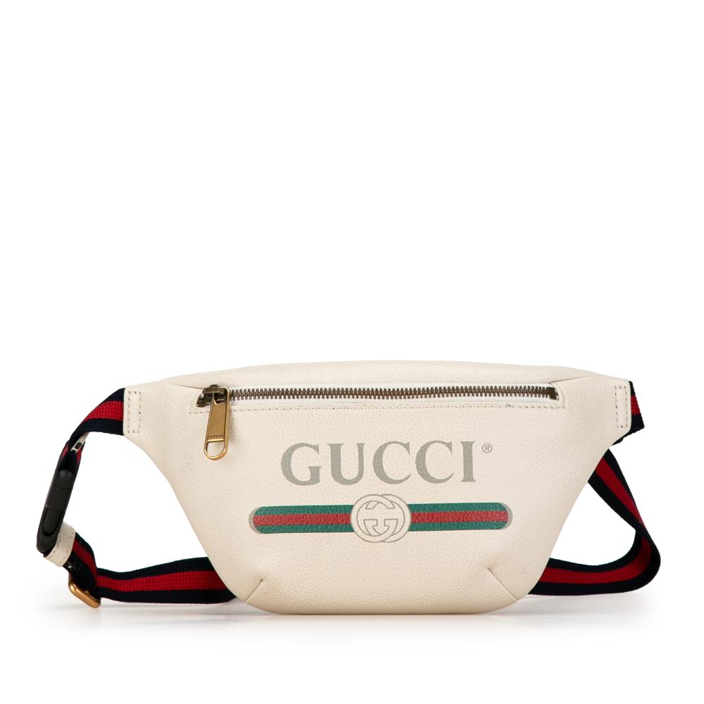 Gucci B Gucci White Ivory Calf Leather Logo Belt Bag Italy