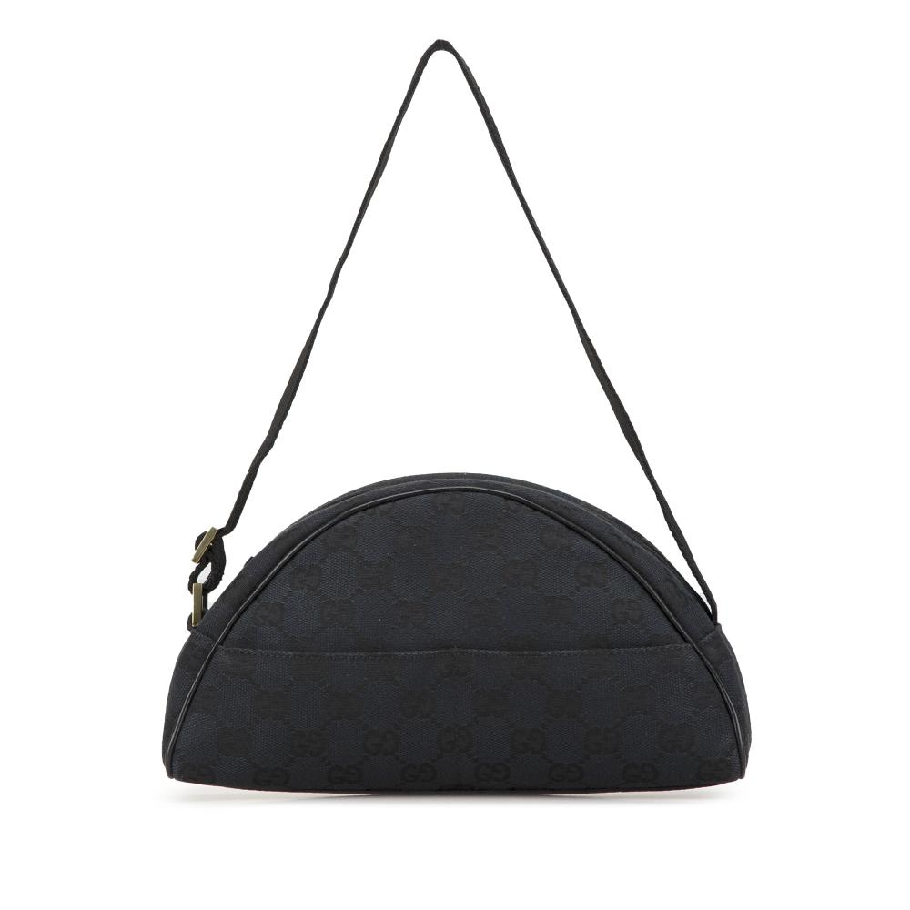 Gucci B Gucci Black Canvas Fabric GG Shoulder Bag Italy