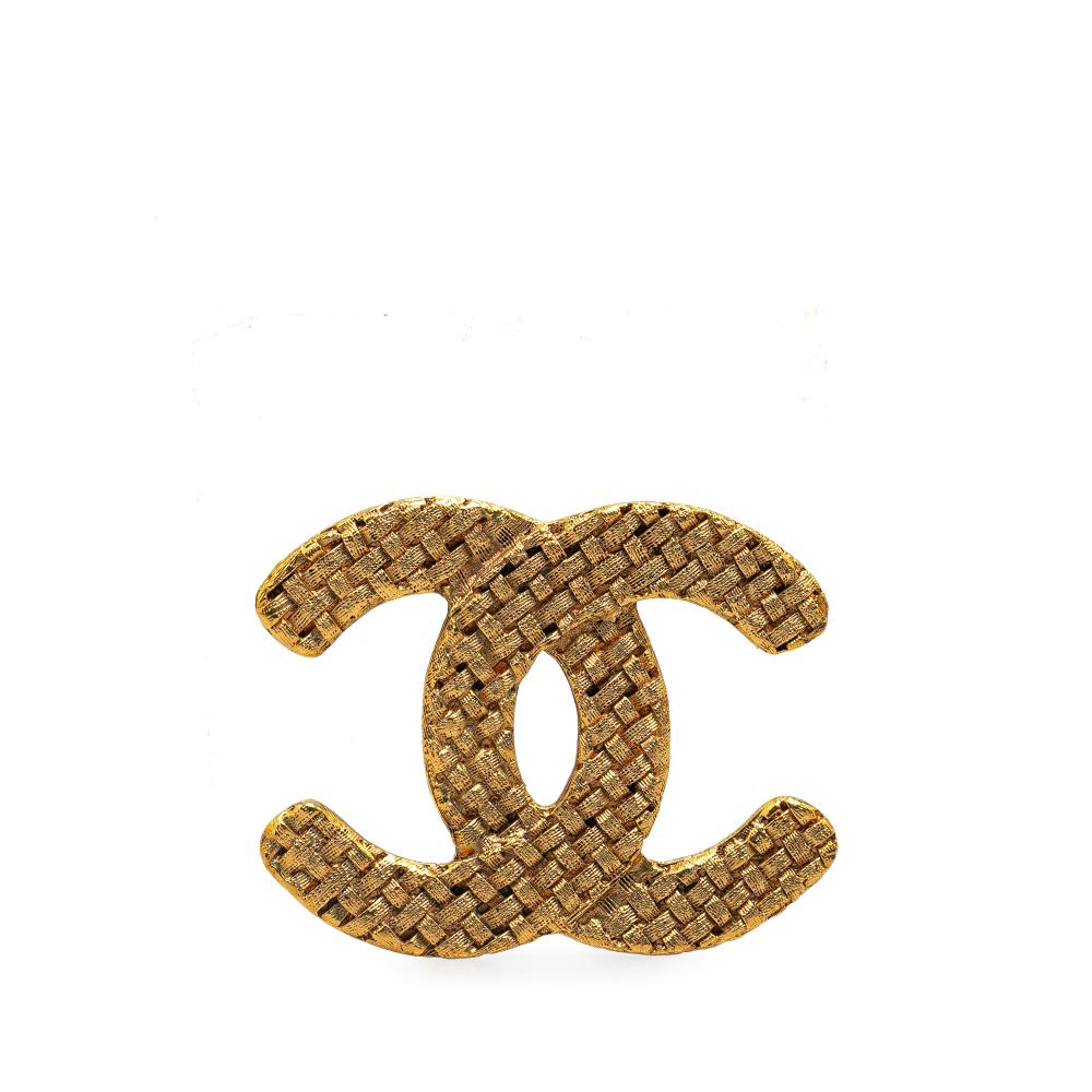 Chanel B Chanel Gold Gold Plated Metal CC Quilted Brooch France