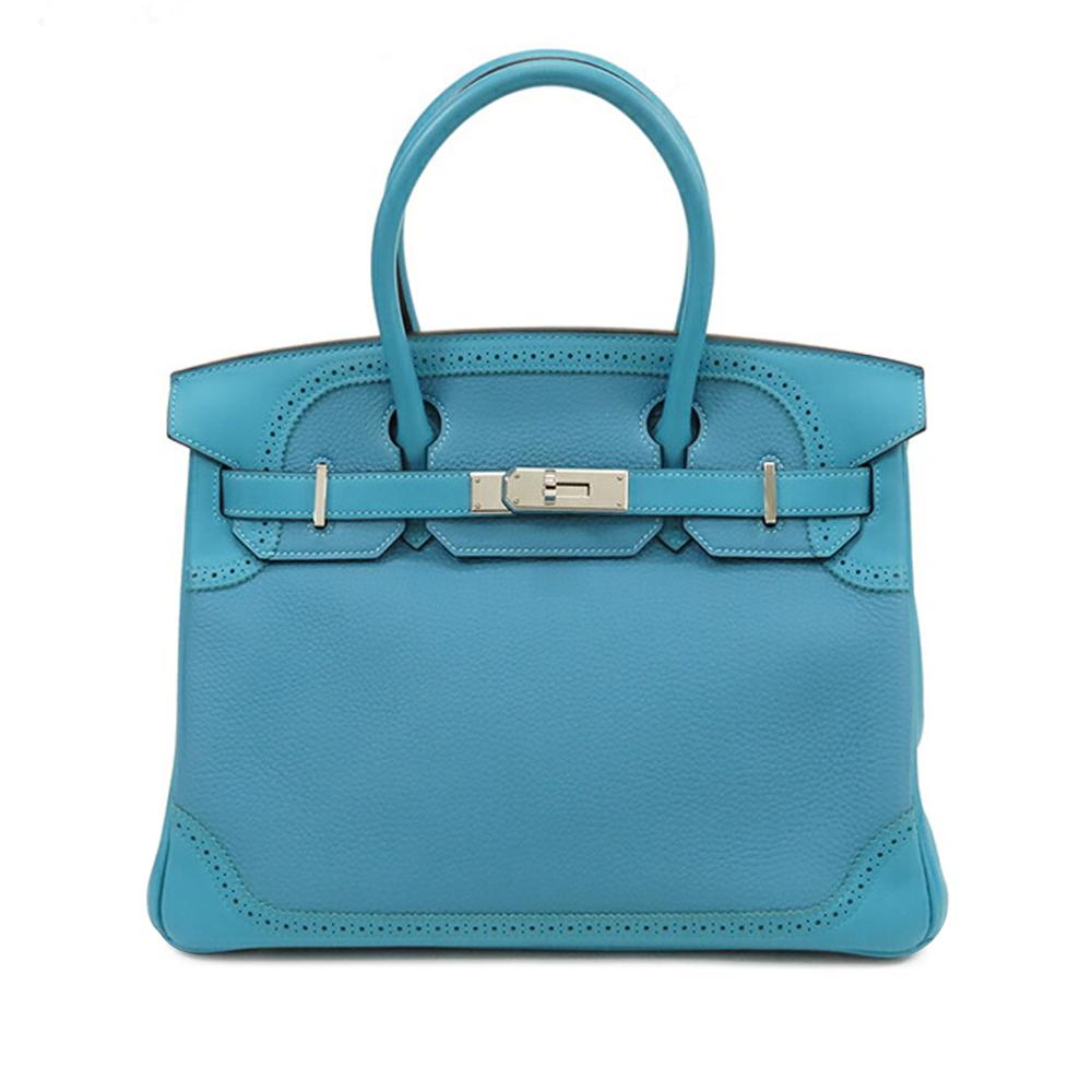 Hermès AB Hermès Blue Turquoise Calf Leather Togo and Ghillies Birkin Retourne 30 France