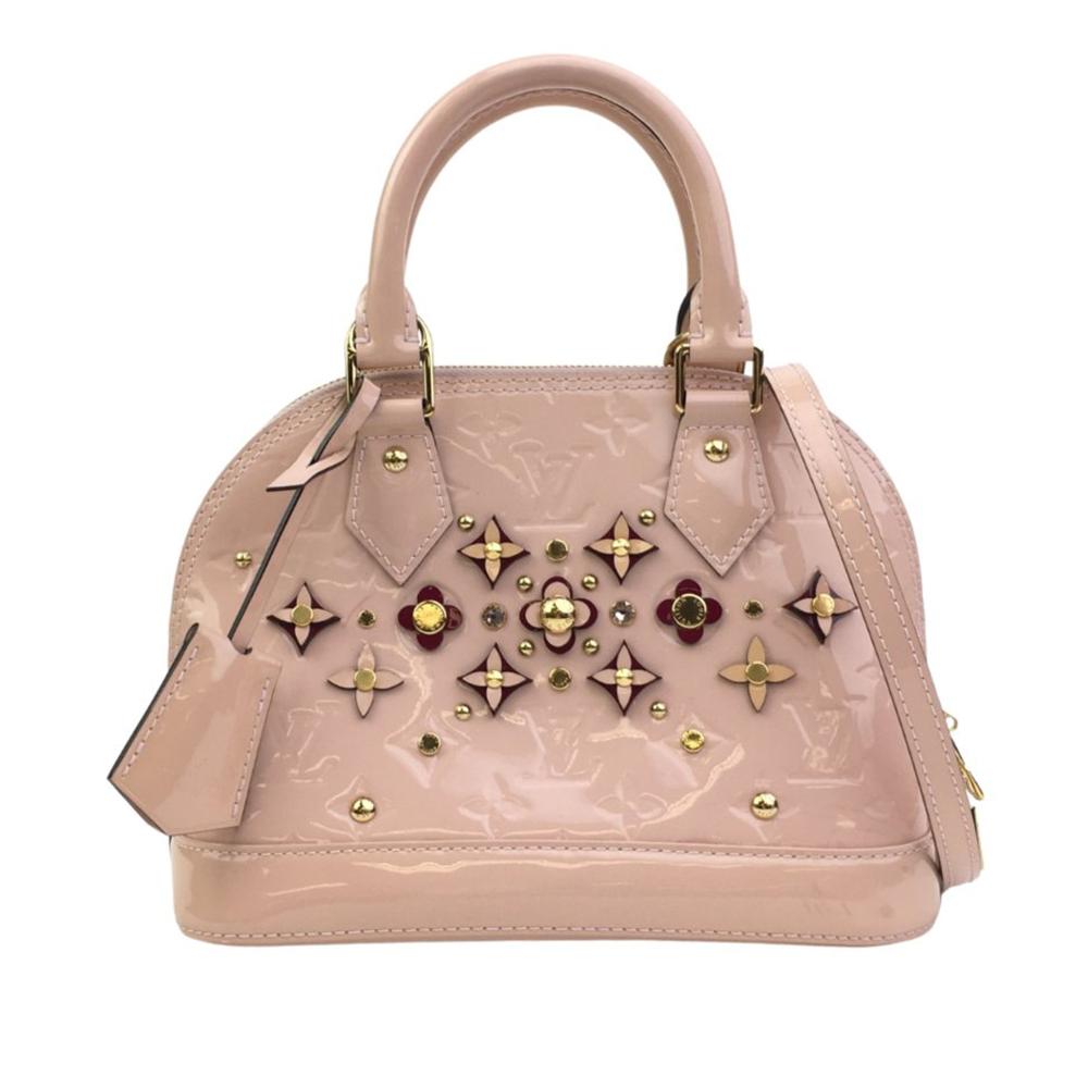 Louis Vuitton B Louis Vuitton Pink Light Pink Vernis Leather Leather Monogram Vernis Flower Alma BB Italy