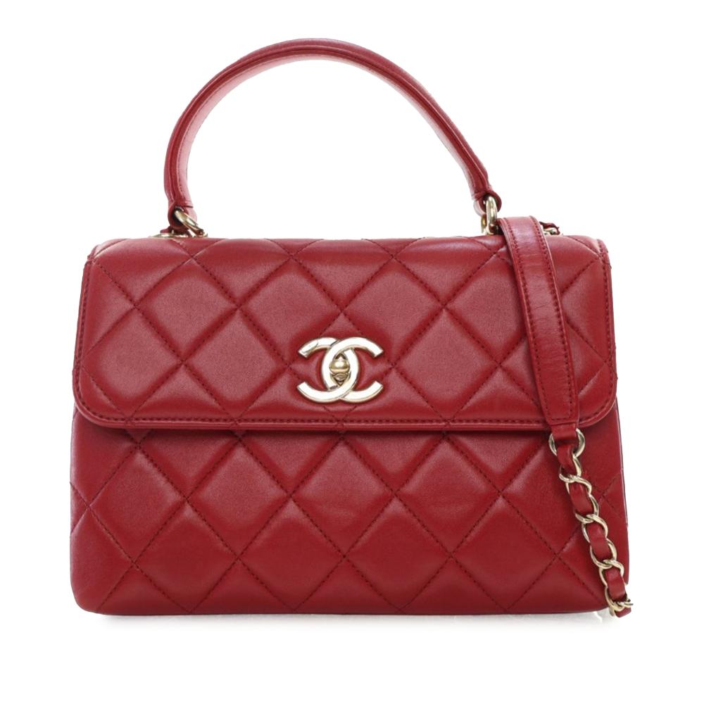 Chanel AB Chanel Red Lambskin Leather Leather Small Trendy CC Lambskin Flap Italy