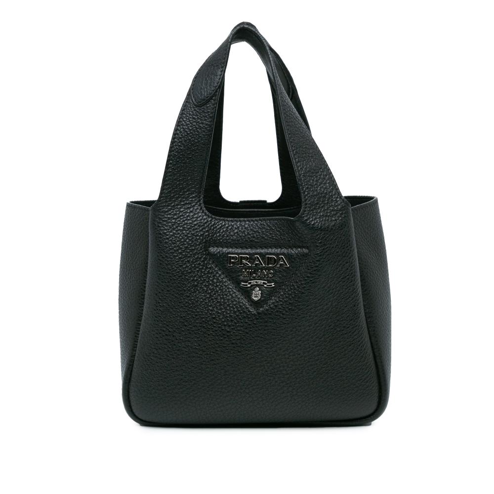 Prada AB Prada Black Calf Leather Mini Vitello Daino Soft Dynamique Italy