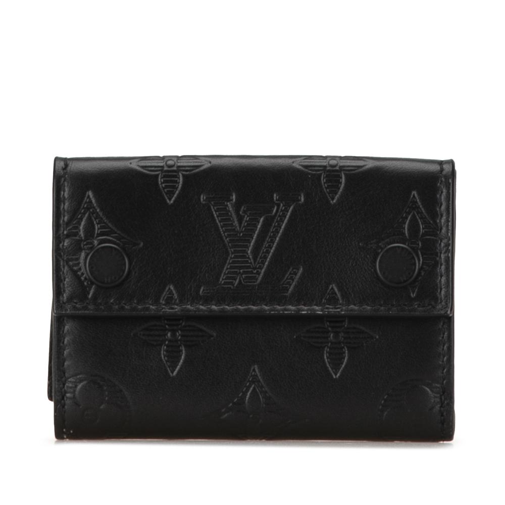 Louis Vuitton AB Louis Vuitton Black Calf Leather Monogram Shadow Discovery Compact Wallet Spain