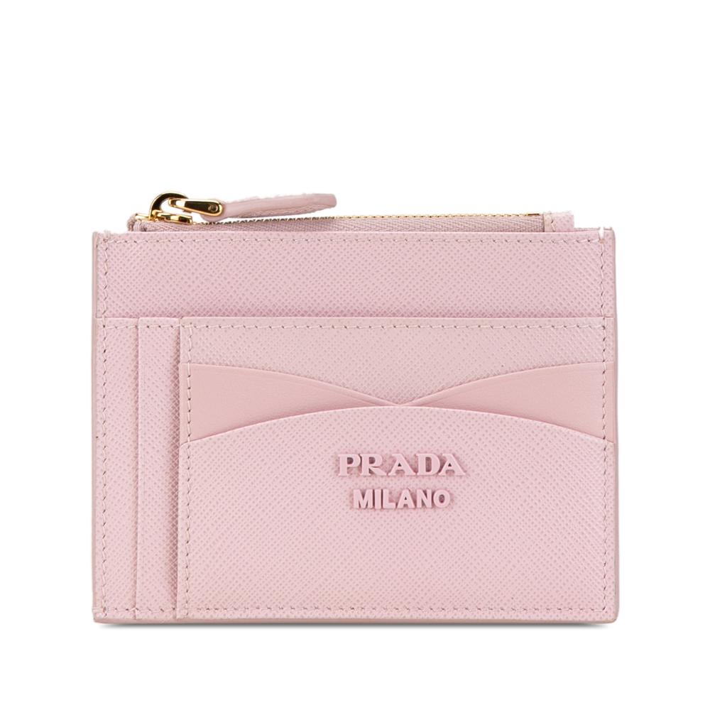 Prada AB Prada Pink Light Pink Saffiano Leather Card Case Italy