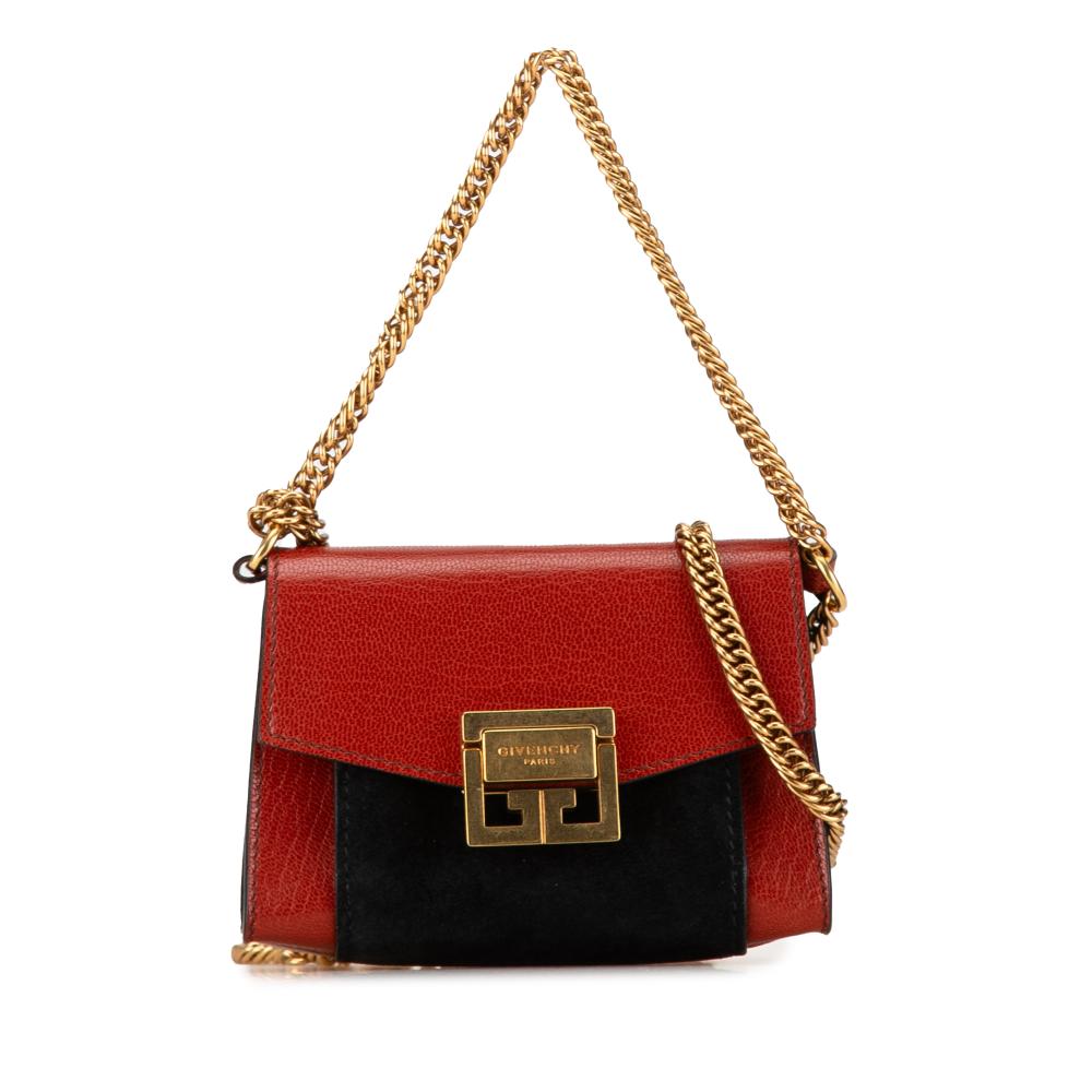 Givenchy B Givenchy Red with Black Calf Leather Nano Bicolor skin GV3 Italy