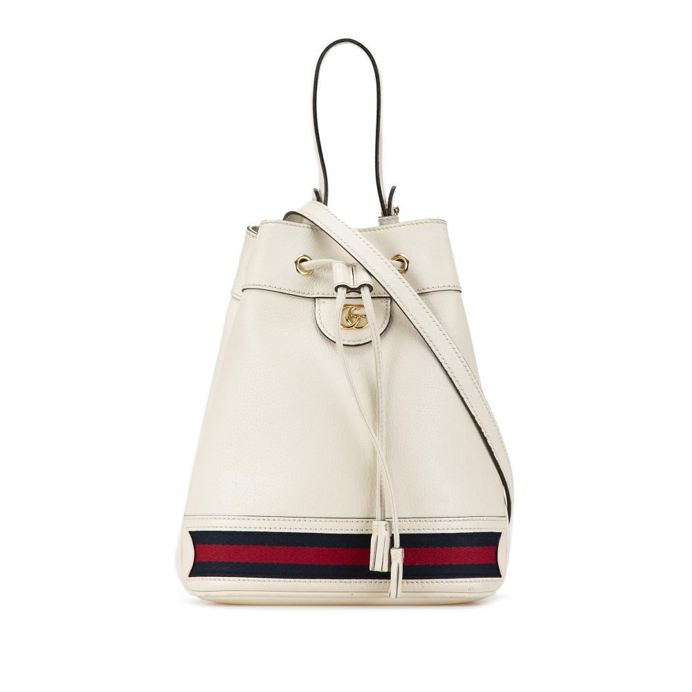 Gucci B Gucci White Ivory Calf Leather Ophidia Bucket Italy