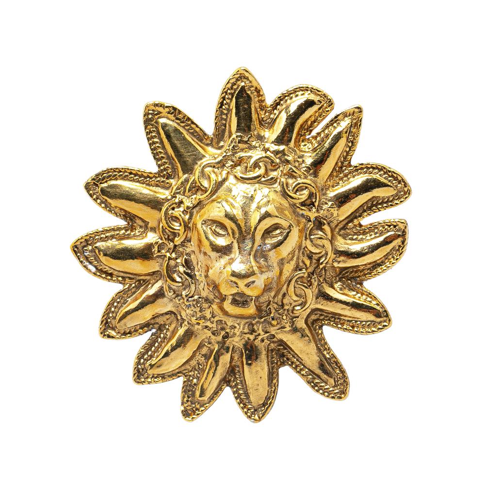 Chanel B Chanel Gold Gold Plated Metal Lion Pin Brooch France