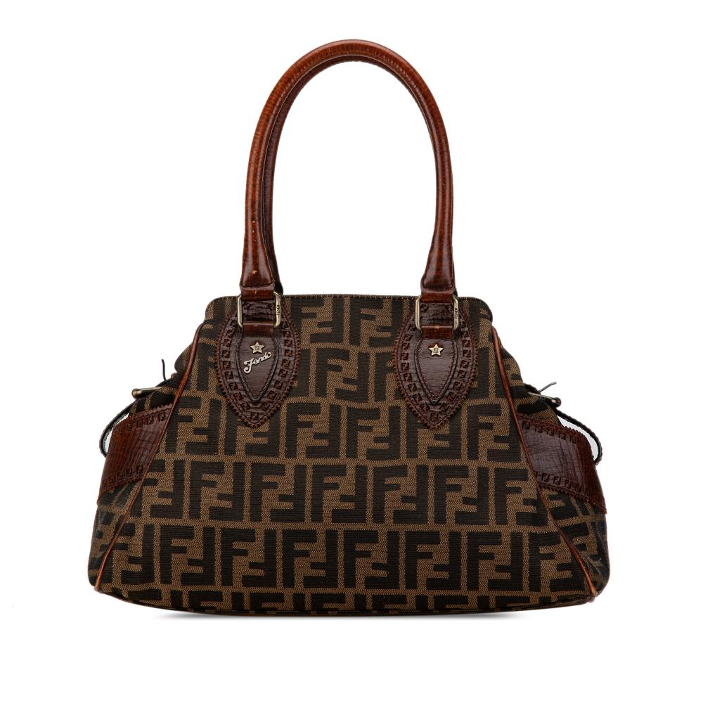 Fendi B Fendi Brown Canvas Fabric Zucca Etniko Handbag Italy