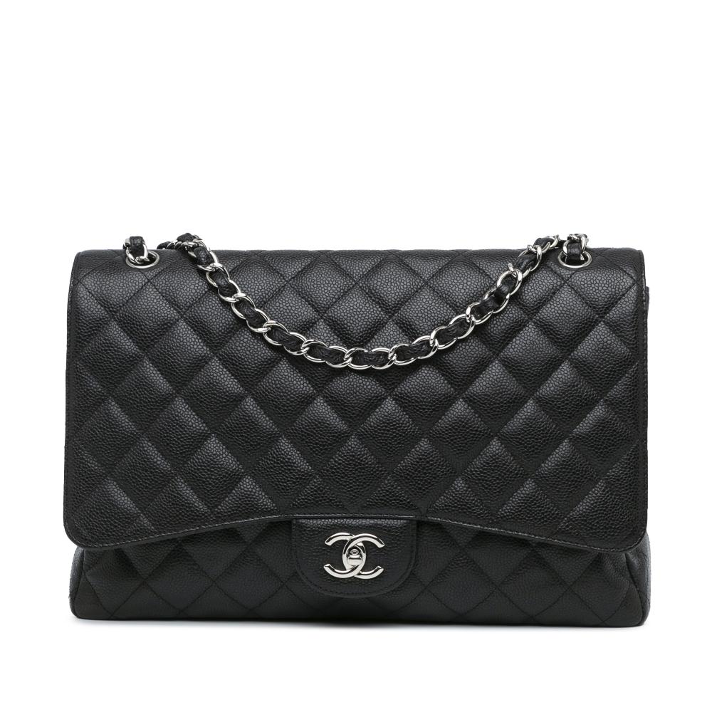 Chanel B Chanel Black Caviar Leather Leather Maxi Classic Caviar Single Flap Italy