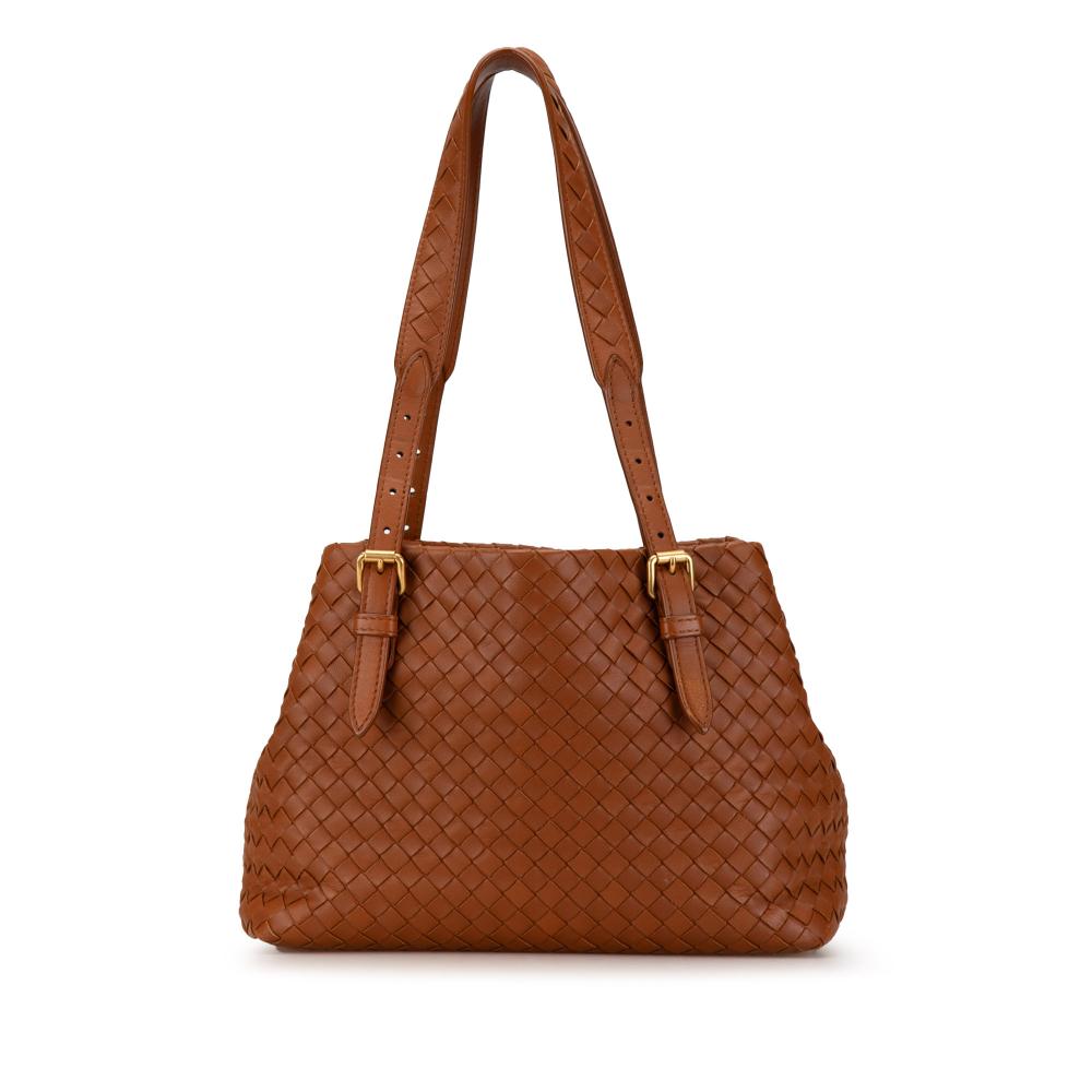 Bottega Veneta B Bottega Veneta Brown Nappa Leather Leather Nappa Intrecciato Seamless Tote Italy