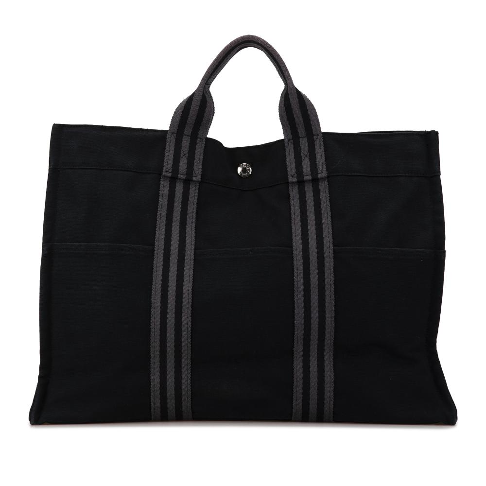 Hermès B Hermès Black Canvas Fabric Fourre Tout MM France