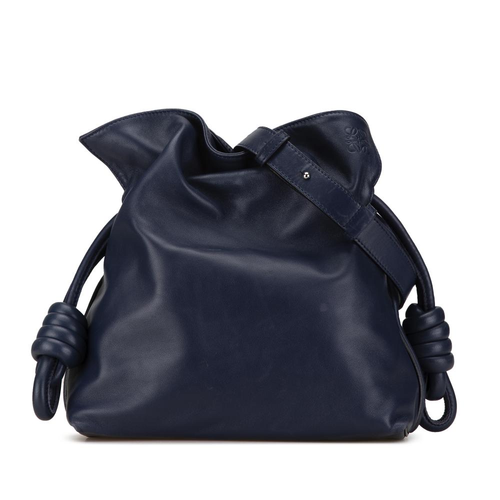 Loewe B LOEWE Blue Navy Calf Leather Flamenco Knot Crossbody Spain