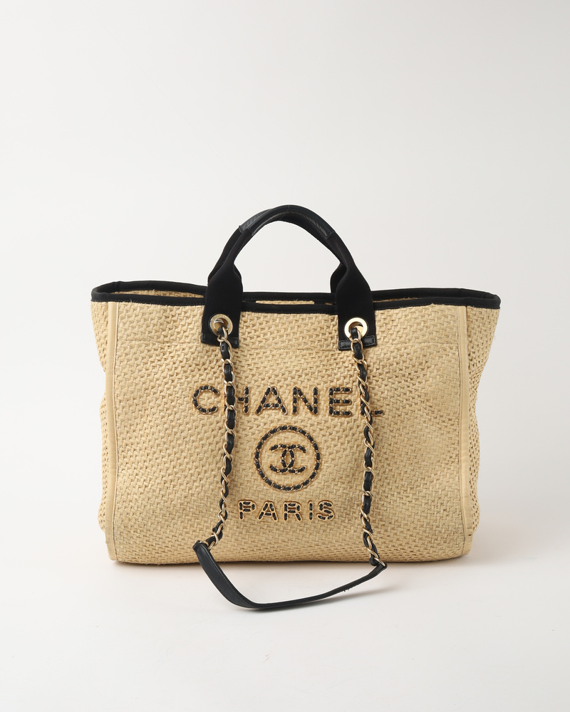 Chanel Straw Raffia Deauville MM Tote Bag